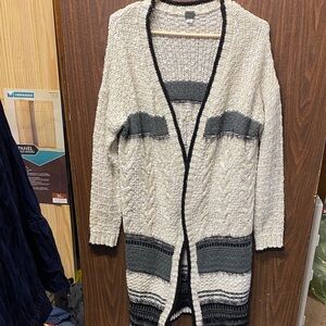 Poof! Textured Cardigan in Cream and Gray